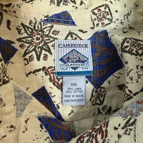 VTG Hawaiian Cambridge Classics Men’s XXL Linen Cotton Floral Shirt Button Up - Picture 9 of 12